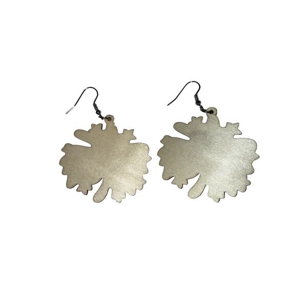 NWT 2 3/8" FIREWORKS 4TH OF JULY THICK WOODEN DANGLE EARRINGS - Picture 2 of 2